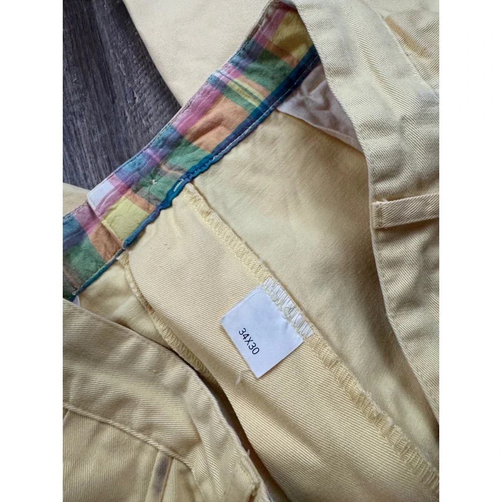 Polo Ralph Lauren Classic Golf Pant Mens 34x30 Yellow Pleated Cotton Chino Vtg